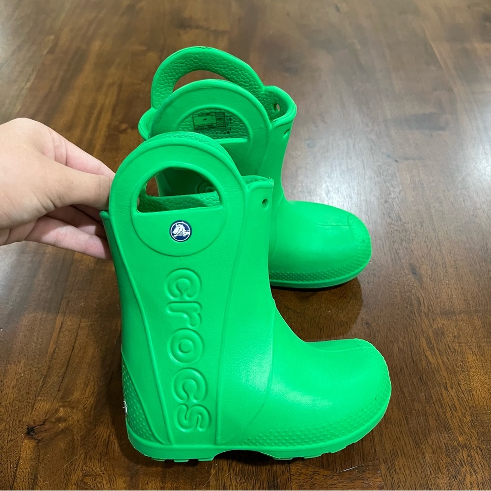 Crocs Kids Handle It Green Rain Boots Size C9
